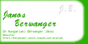 janos berwanger business card